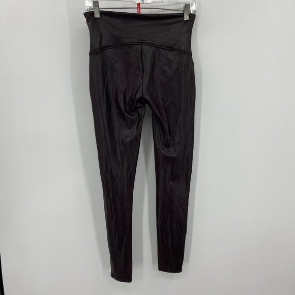 Spanx Faux Leather Maroon Leggings Large - Picture 3 of 12